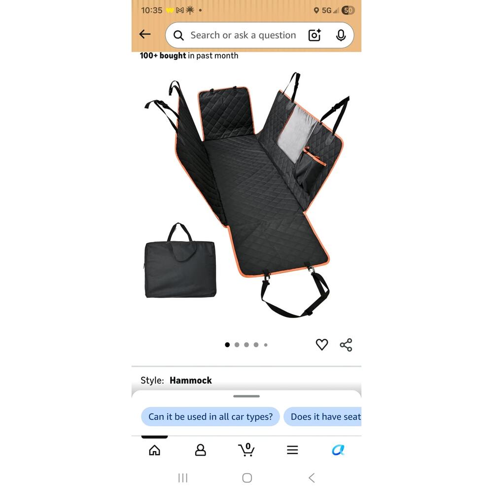 Dog Car Seat Cover for Back Seat Nonslip Hammock for Cars SUVs and Trucks, Black